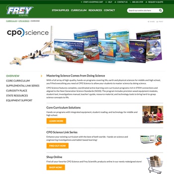 Screenshot of CPO Science overview page on FreyScientific.com, pre-2023 version