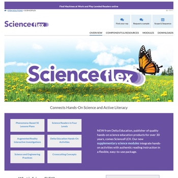 Screenshot of portion of the ScienceFLEX homepage as it looked on the pre-2023 version of Delta Education's website